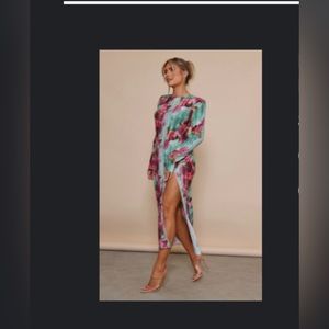 Prettylittlething Pink Rose Plisse dress